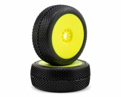 AKA Gridiron II 1/8 Buggy Premounted Tires (2) (Yellow) (Super Soft - Long Wear)