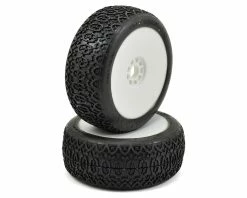 AKA Chain Link 1/8 Buggy Pre-Mounted Tires (2) (White) (Soft - Long Wear)