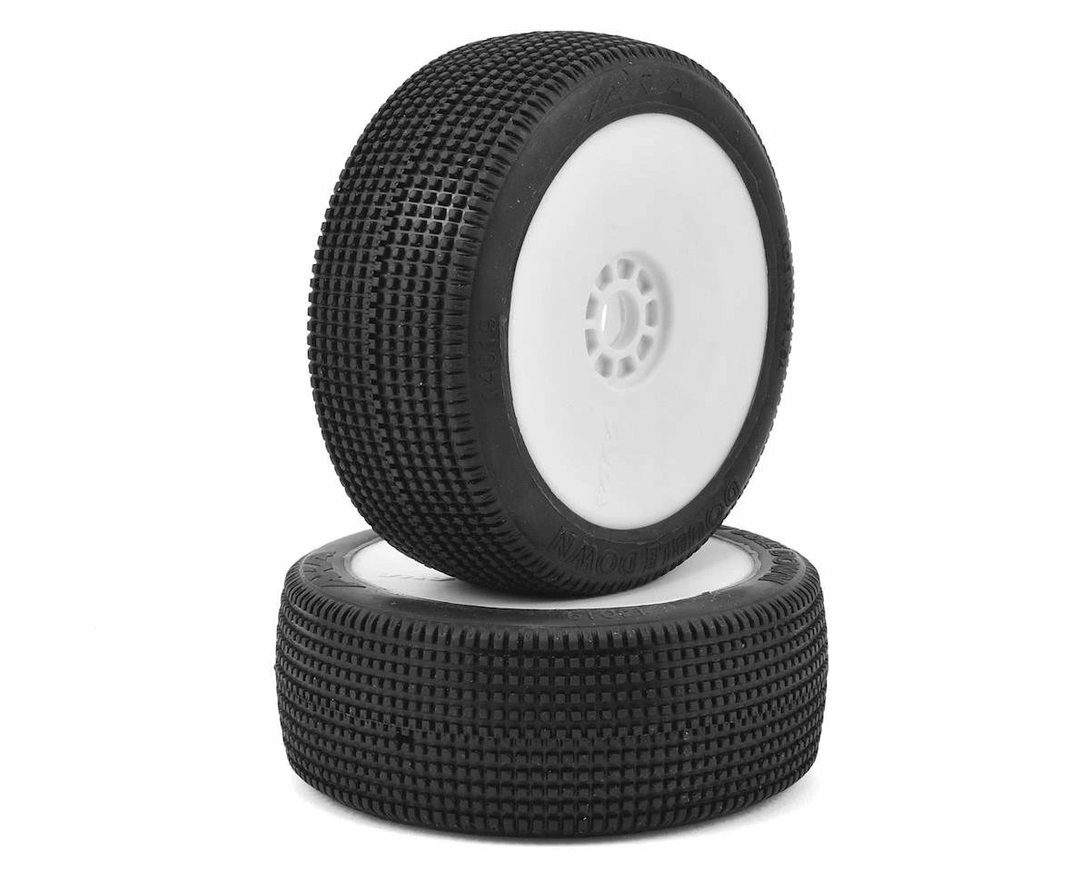 AKA Double Down 1/8 Buggy Pre-Mounted Tires (2) (White) (Soft - Long Wear) W/EVO Wheels