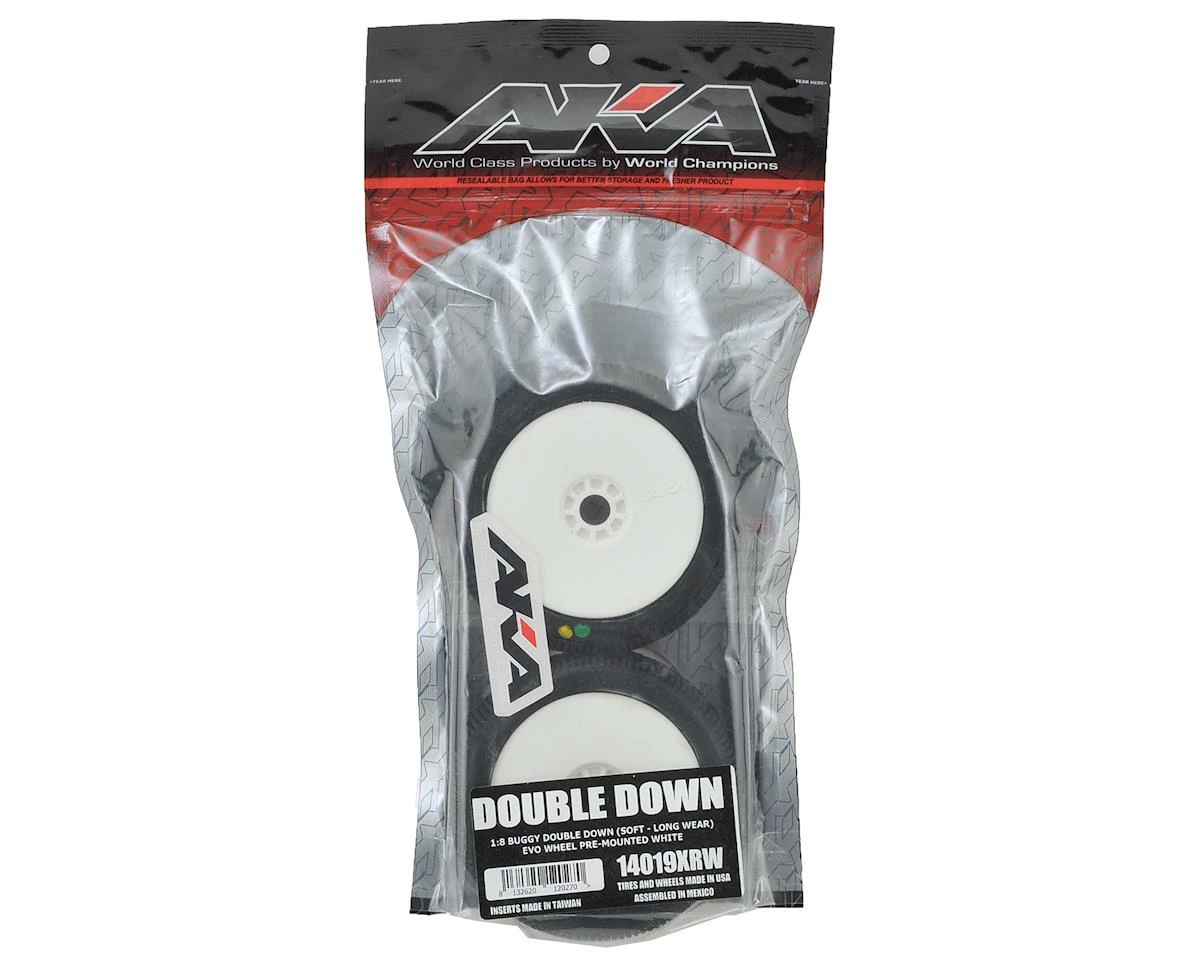 AKA Double Down 1/8 Buggy Pre-Mounted Tires (2) (White) (Soft - Long Wear) W/EVO Wheels - Image 3