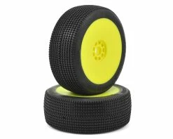 AKA Double Down 1/8 Buggy Pre-Mounted Tires (2) (Soft - Long Wear) W/EVO Wheels (Yellow)