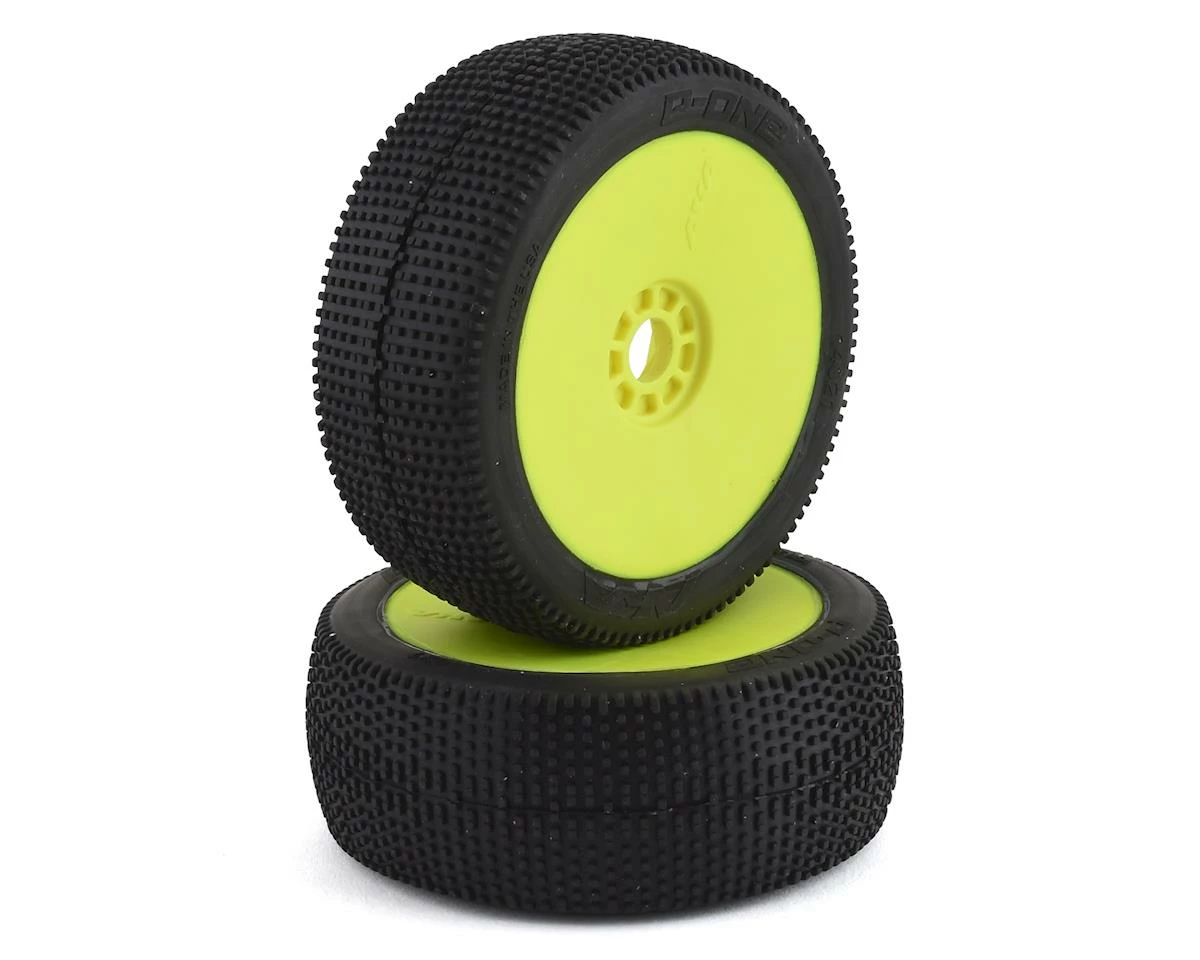 AKA P1 1/8 Buggy Pre-Mounted Tires (2) (Yellow) (Super Soft)