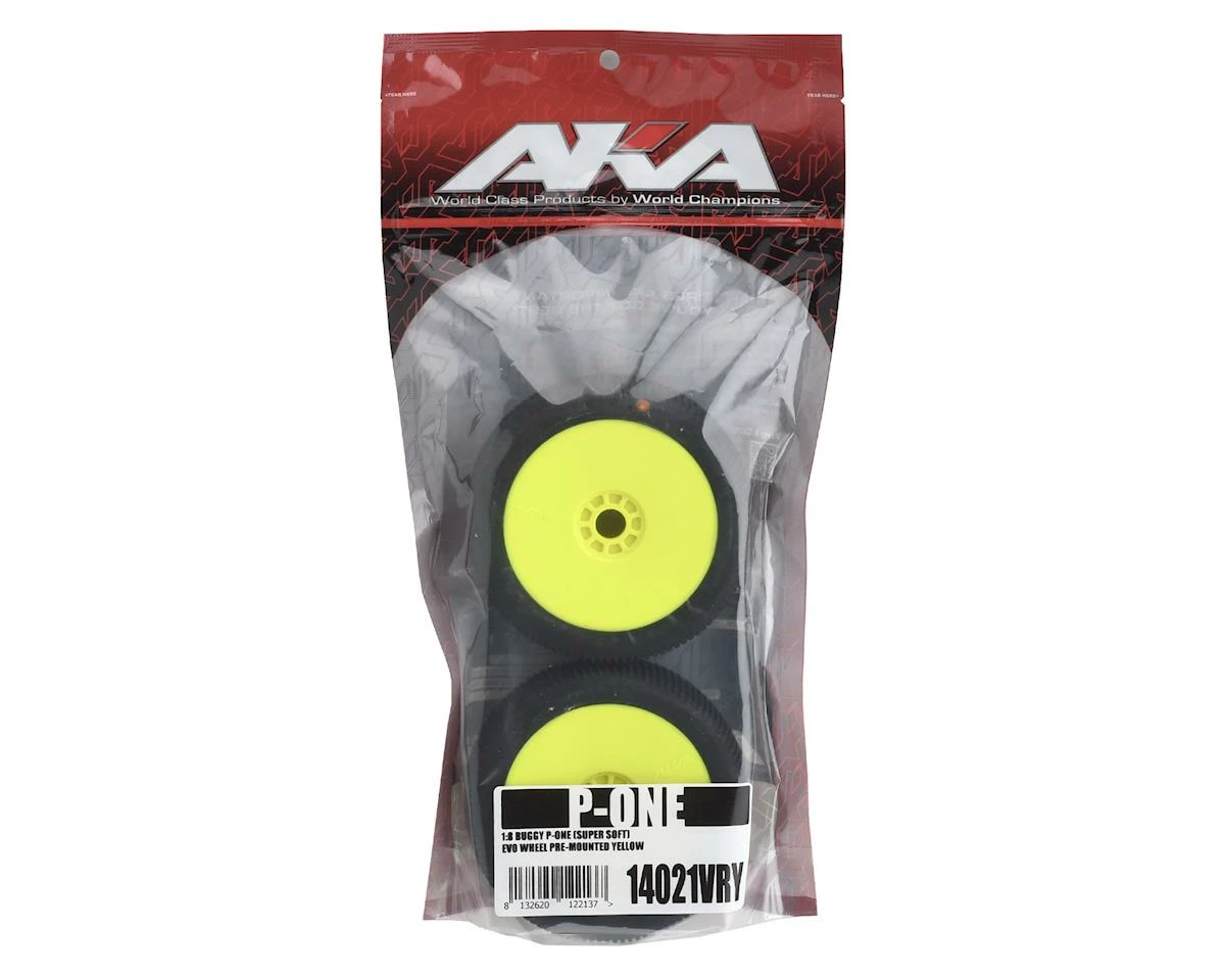 AKA P1 1/8 Buggy Pre-Mounted Tires (2) (Yellow) (Super Soft) - Image 3