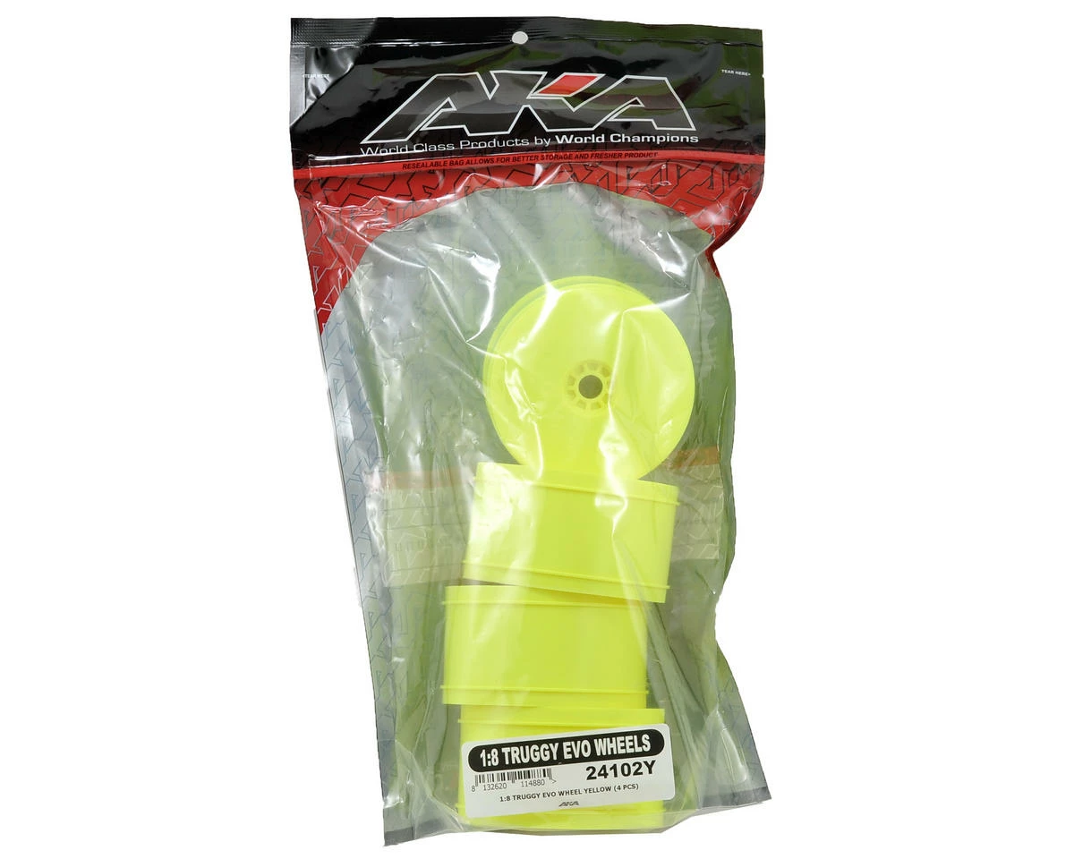 AKA EVO 1/8 Truggy Standard Offset Wheels (4) (Yellow) - Image 2