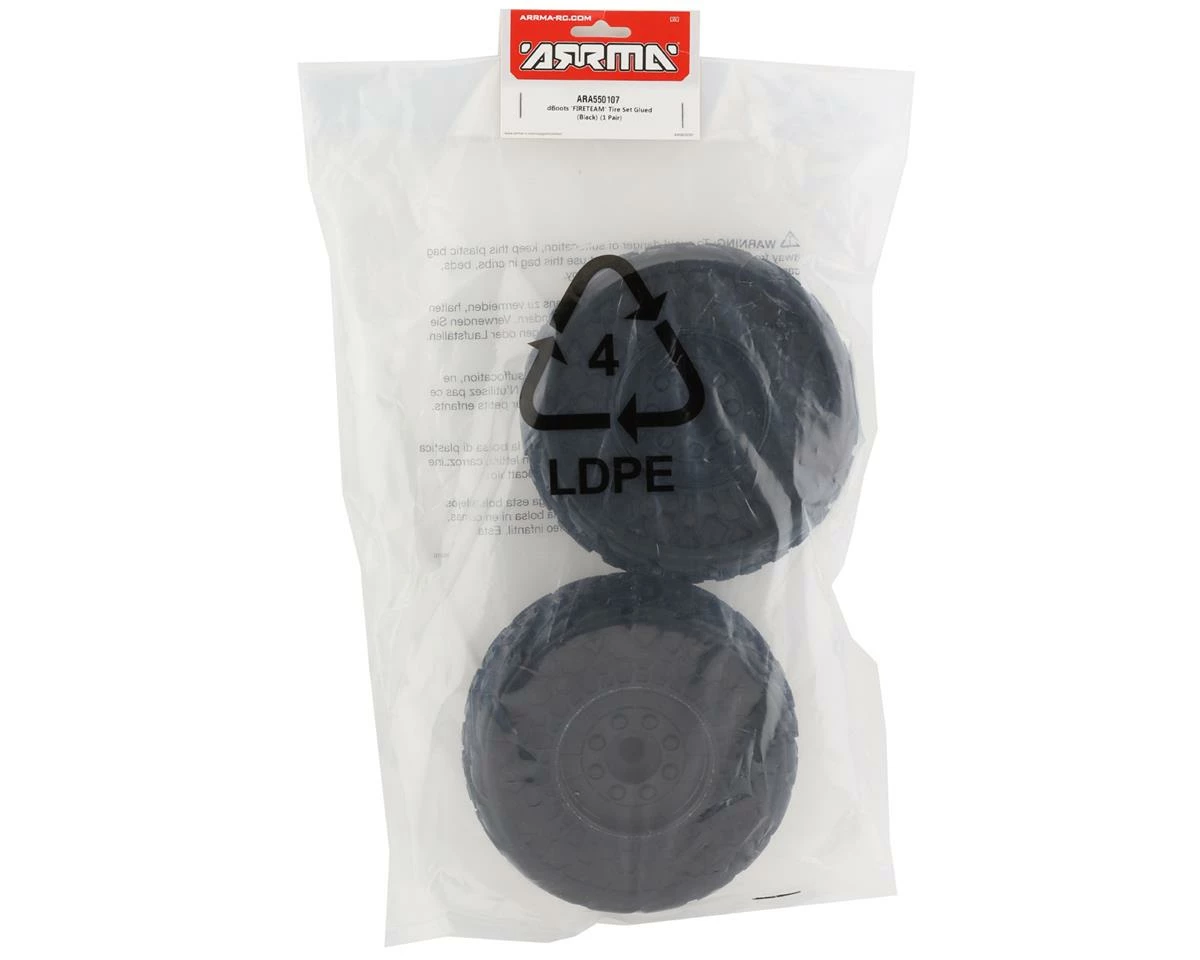 Arrma Fireteam 6S BLX Pre-Mounted DBoots Tires (Black) (2) W/17mm Hex - Image 3