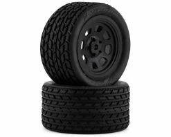 Team Associated SR10 Pre-Mounted Street Stock Tires W/Rear Wheels (2)