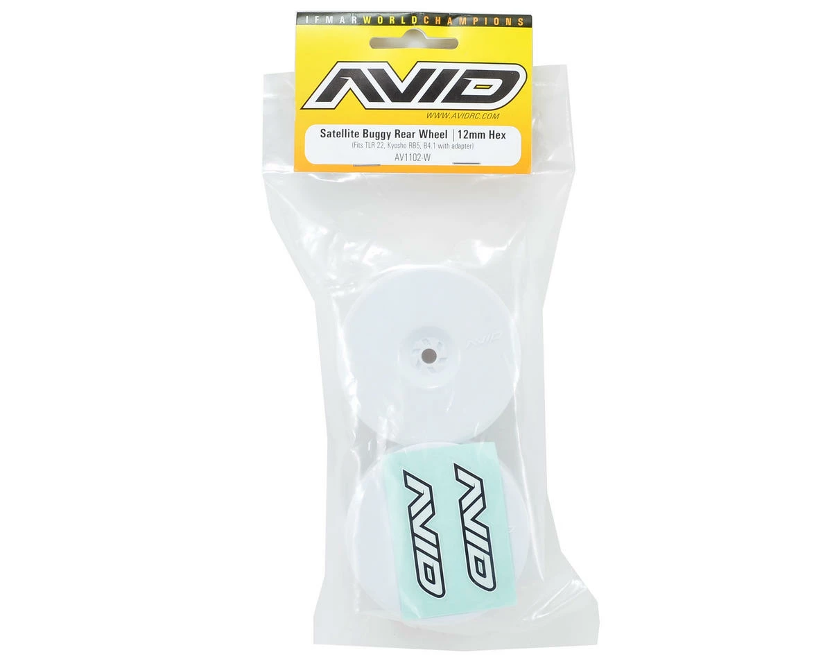 Avid RC 12mm Hex Satellite 2.2" Rear Buggy Wheels (White) (2) (B6/22/RB6/ZX6) - Image 2