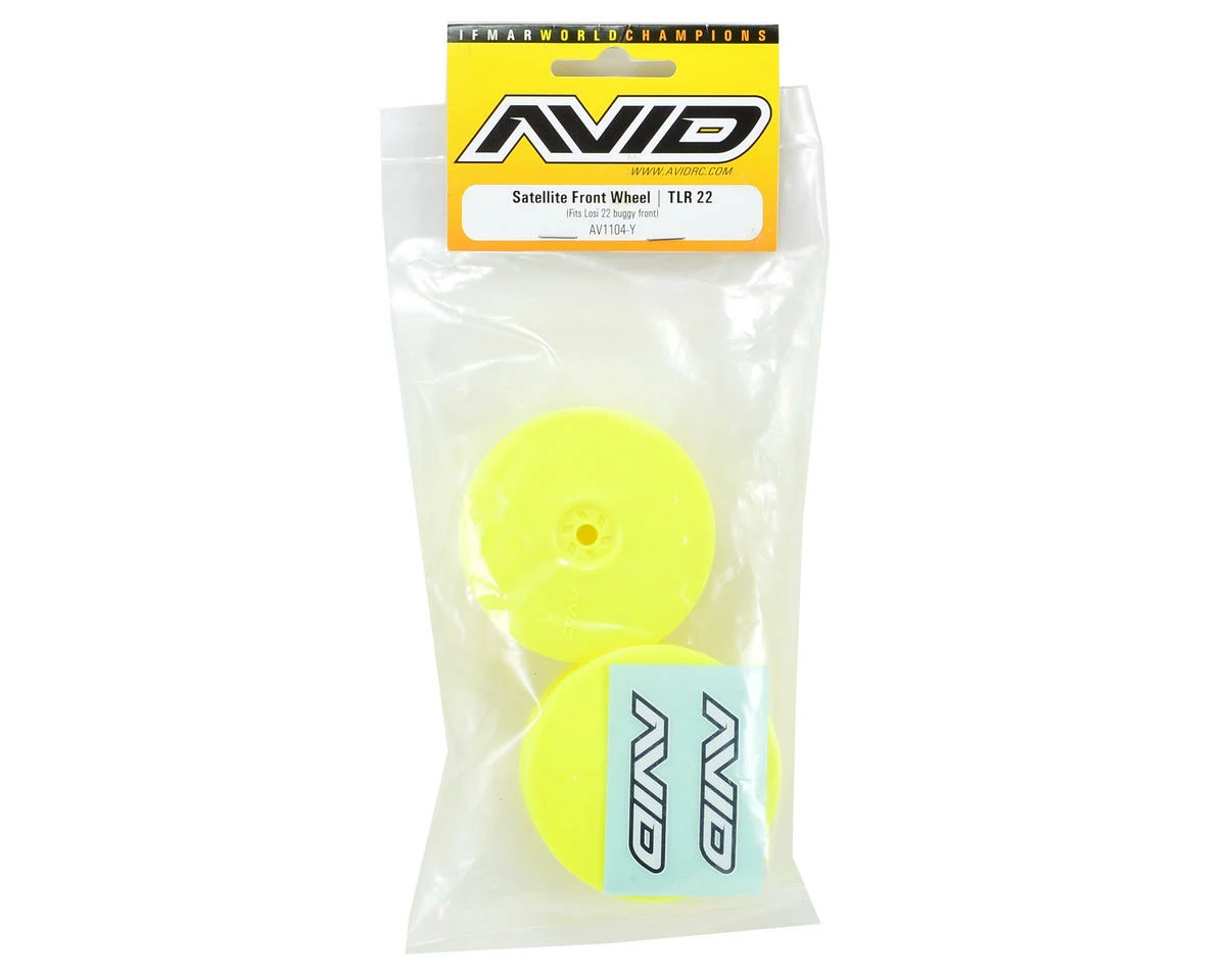Avid RC 10mm Hex Satellite 2.2" Front Buggy Wheels (2) (TLR 22) (Yellow) - Image 2
