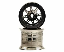 Axial 1/8 Oversize 8-Spoke 3.8 Beadlock Wheels W/17mm Hex (Black Chrome) (2)