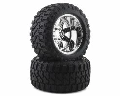 CEN Fury Pre-Mounted Monster Truck Tires W/SS8 Plastic Wheels (2) (Chrome)