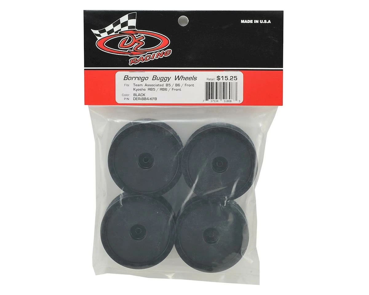 DE Racing 12mm Hex "Borrego" 2.2 1/10 Buggy Front Wheels (4) (B6/RB6) (Black) - Image 3
