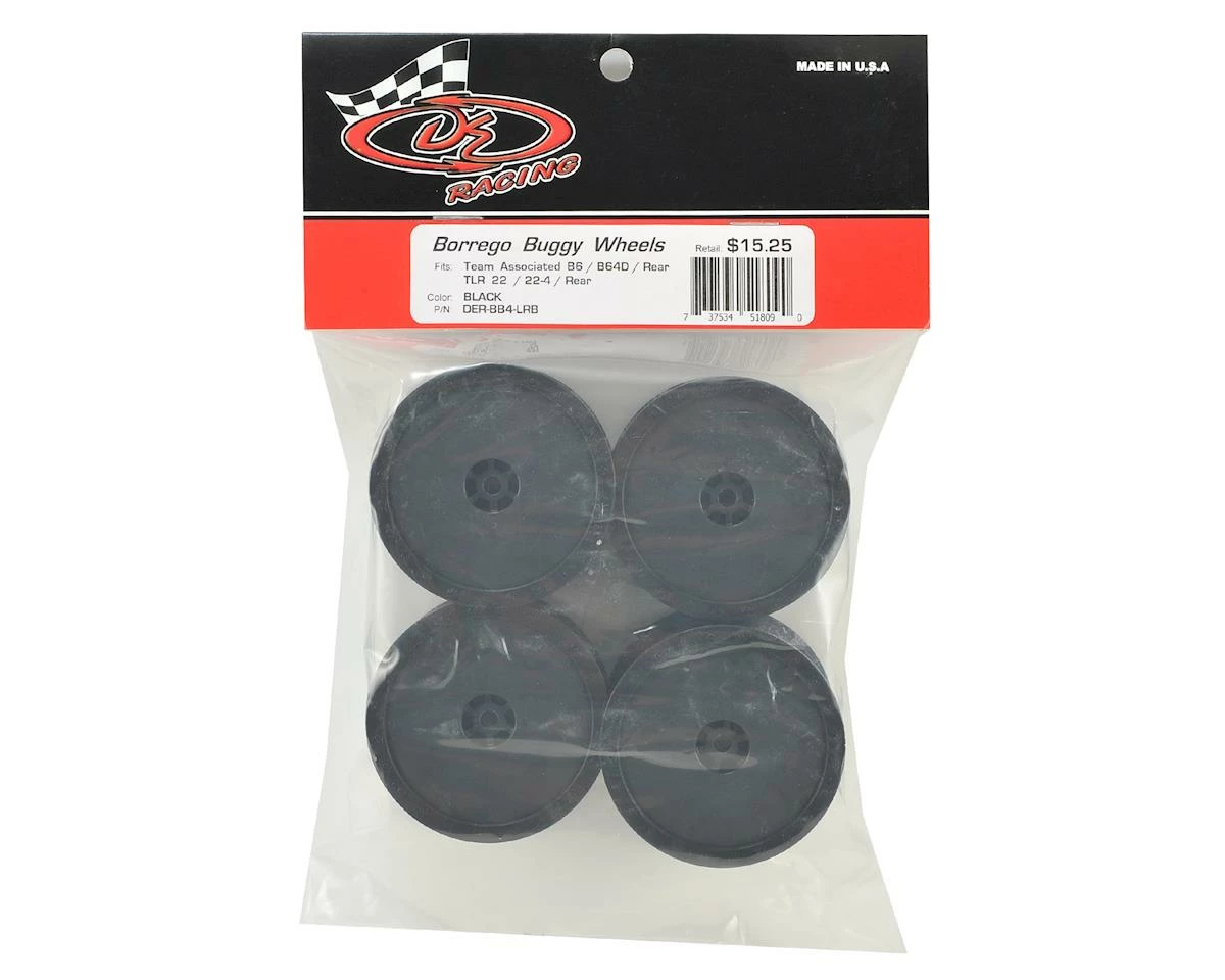 DE Racing 12mm Hex "Borrego" 2.2 1/10 Buggy Rear Wheels (4) (B6/22) (Black) - Image 3