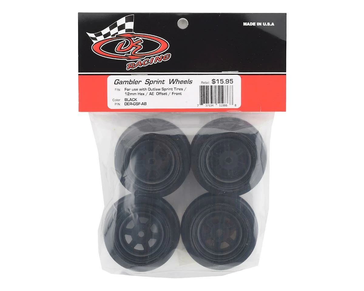 DE Racing Gambler Front Wheels (AE Offset) (Black) W/12mm Hex - Image 3
