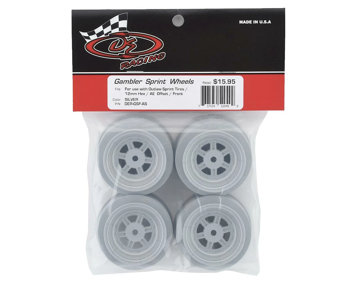 DE Racing Gambler Front Wheels (AE Offset) (Silver) W/12mm Hex - Image 3