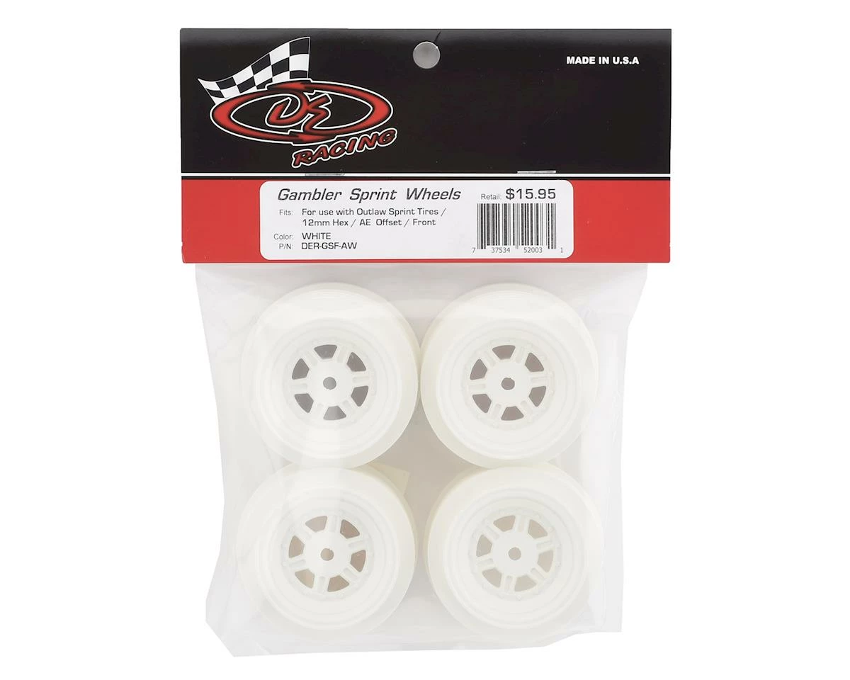 DE Racing Gambler Front Wheels (AE Offset) (White) W/12mm Hex - Image 3