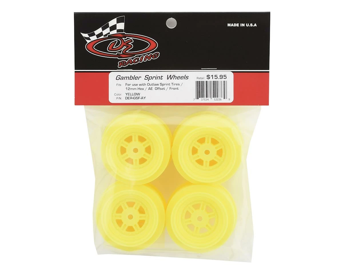 DE Racing Gambler Front Wheels (AE Offset) (Yellow) W/12mm Hex - Image 3