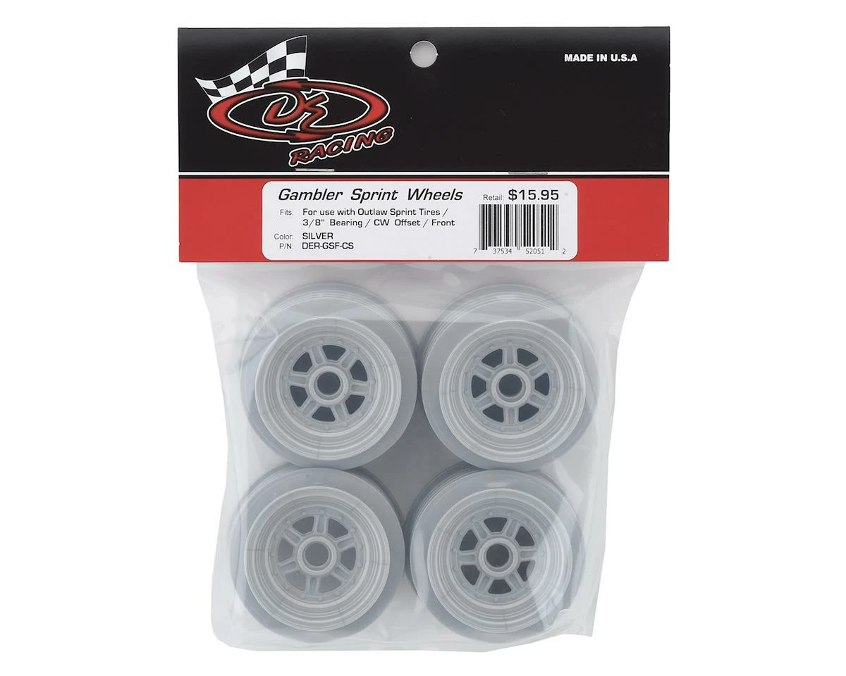 DE Racing Gambler 3/8" Bearing Front Wheels (Custom Works/GFRP) (Silver) - Image 3