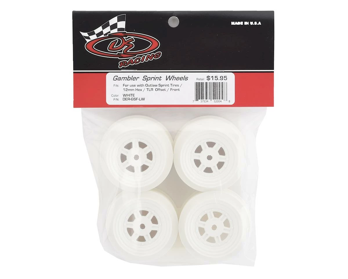 DE Racing Gambler Front Wheels (TLR Offset) (White) W/12mm Hex - Image 3