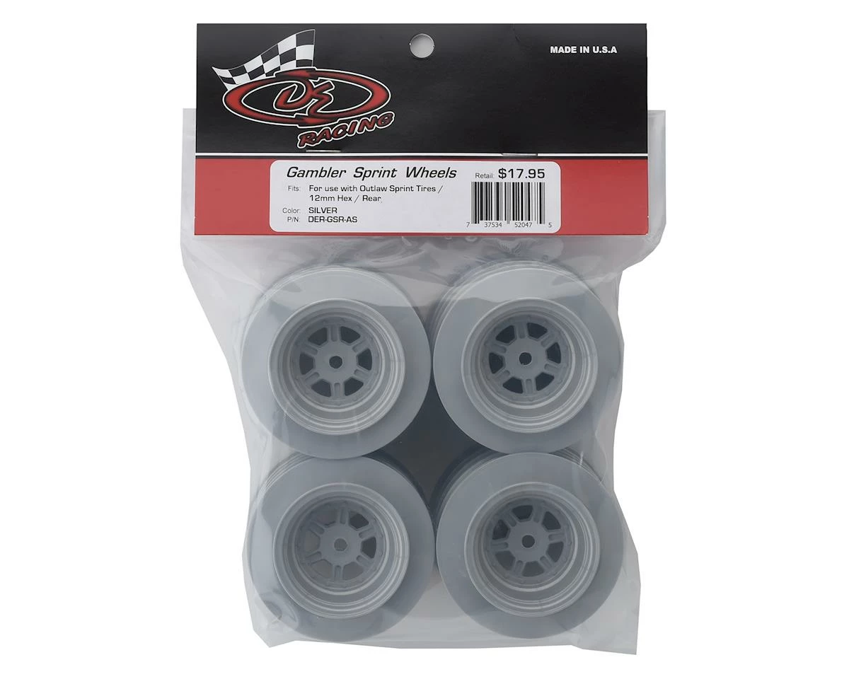 DE Racing Gambler Rear Sprint Wheels (AE/TLR) (Silver) W/12mm Hex - Image 3