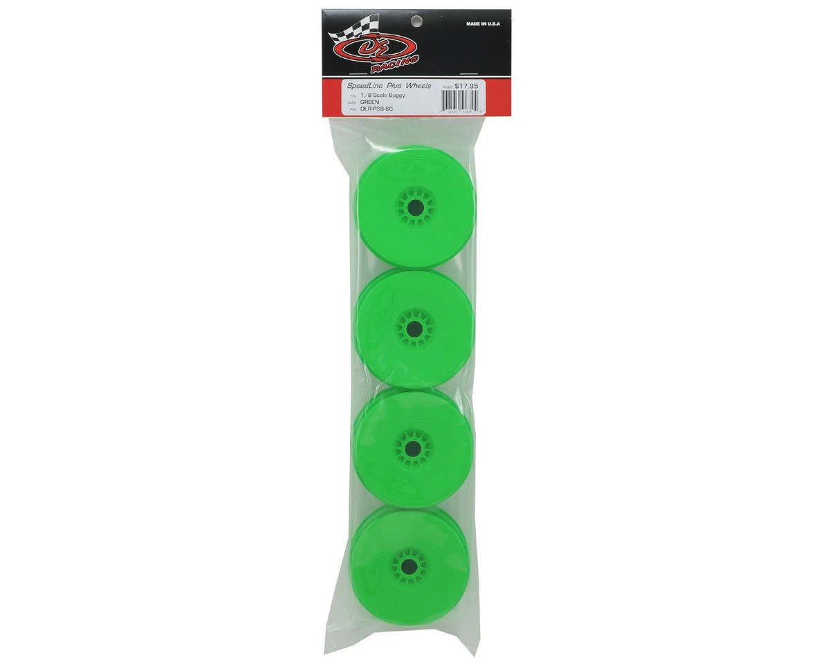 DE Racing "SpeedLine PLUS" 1/8 Buggy Wheel (4) (Green) - Image 3