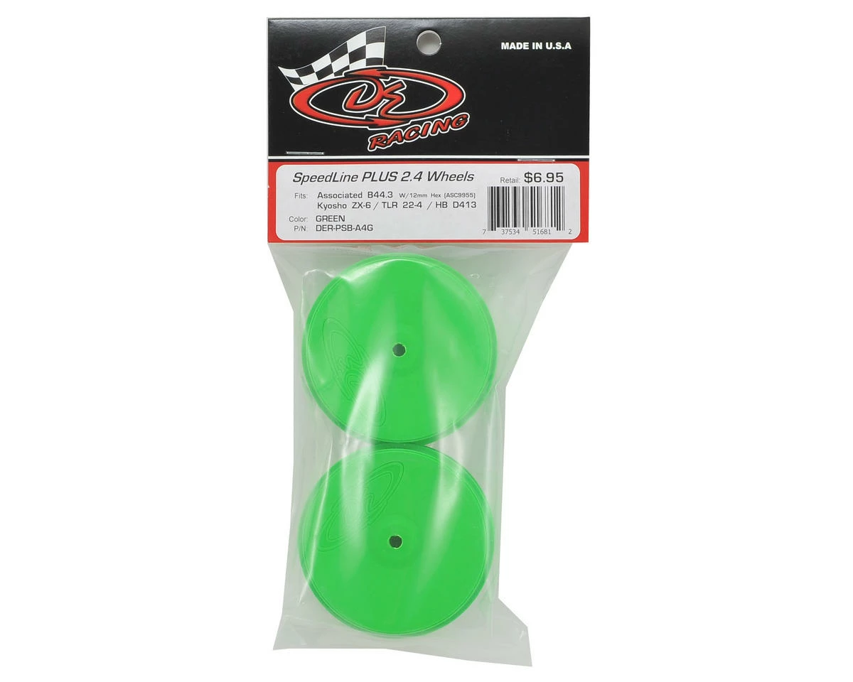 DE Racing Speedline PLUS 2.4 4WD Front Buggy Wheel (2) (Green) W/12mm Hex (22-4/D413/B74) - Image 3