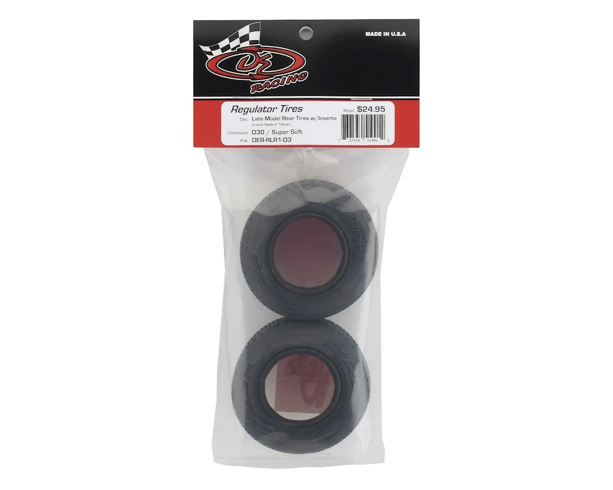 DE Racing Egulator Late Model Dirt Oval Rear Tires W/Red Insert (2) (D30) - Image 2