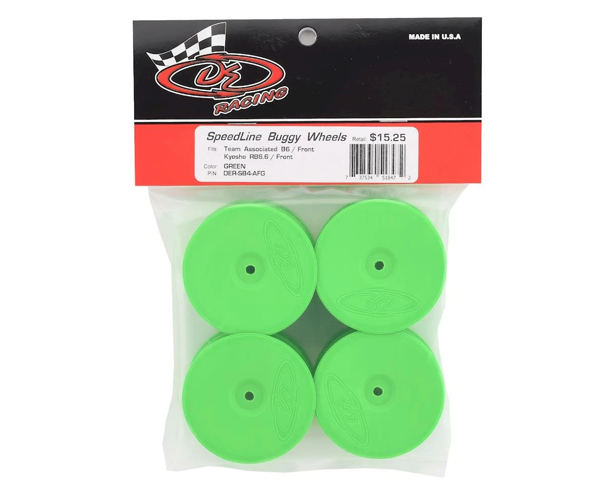 DE Racing 12mm Hex "Speedline" 2.2 1/10 Buggy Front Wheels (4) (B6/RB6) (Green) - Image 3