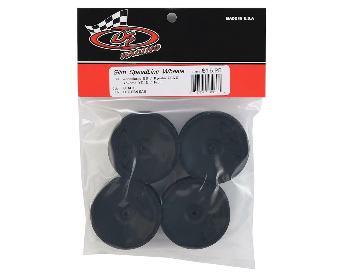 DE Racing Speedline Slim 2.2 2WD Buggy Front Wheel (Black) (4) (B6/RB6) W/12mm Hex - Image 3