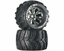 Duratrax Hatchet MT 3.8" Mounted 1/2" Offset Tires, Chrome (2)