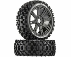 Duratrax Six-Pack C2 Mounted Buggy Spoke Tires, Black (2)