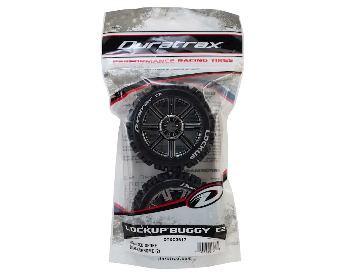 Duratrax Lockup 1/8 Mounted Buggy Tires (Chrome) (2) W/17mm Hex - Image 3