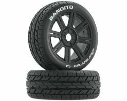 Duratrax Bandito 1/8 Buggy Tire C3 Mounted Spoke Tires, Black (2)