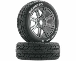Duratrax Bandito 1/8 Buggy PreMounted Tire W/ Spoke Wheels (Chrome) (2) (C3)