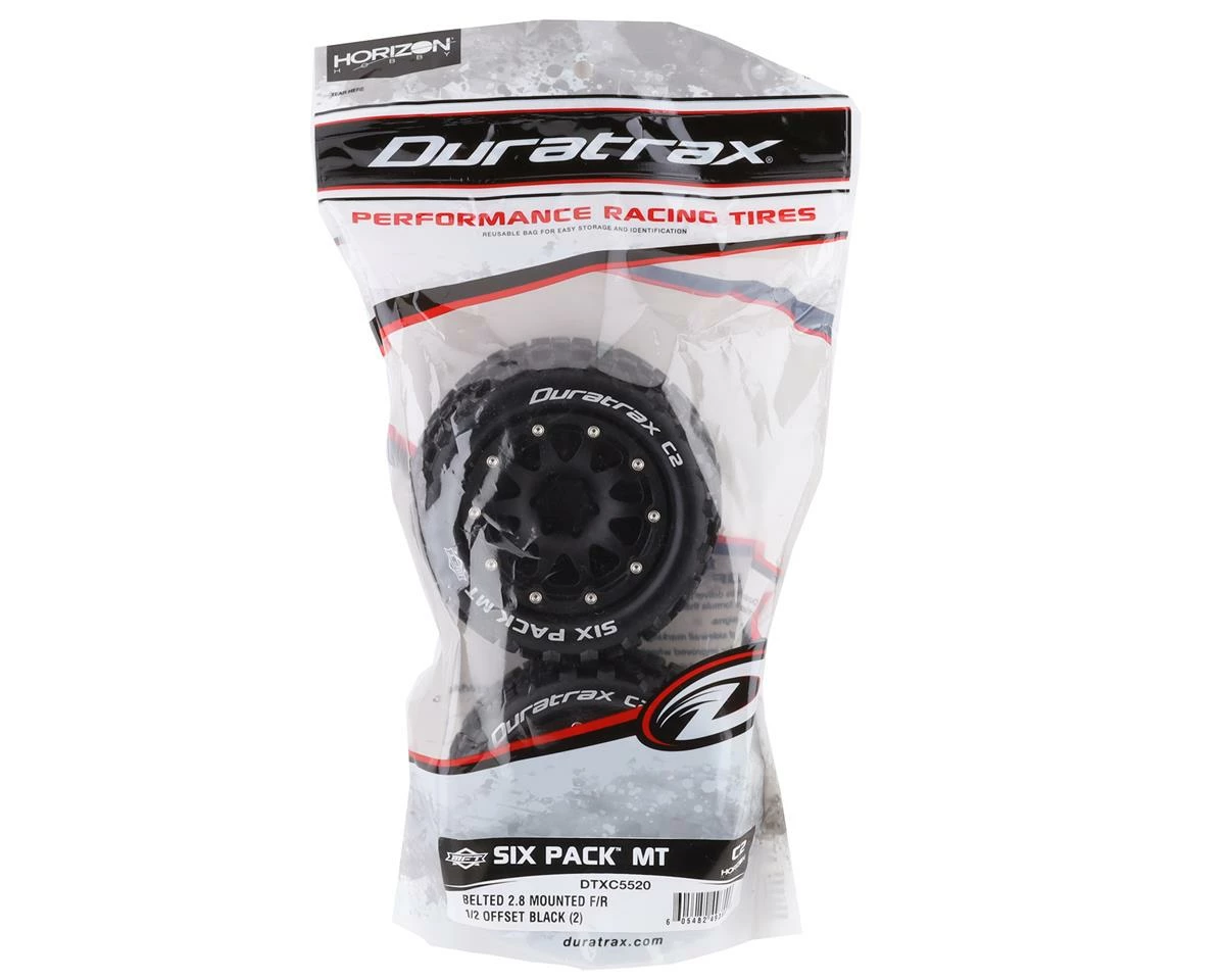 Duratrax Six Pack MT Belted 2.8" Mounted Rear Tires (Black) (2) W/12mm Hex - Image 3