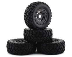 Firebrand RC Hino HDX 1/8 Pre-Mounted Truck Tires (4) (Black) W/Lock-Down Tires & 17mm Hex