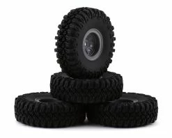 HobbyPlus CR-18 Grabber M/T 1.0" Pre-Mounted Tire Set (Grey) (4) (Beadlock)