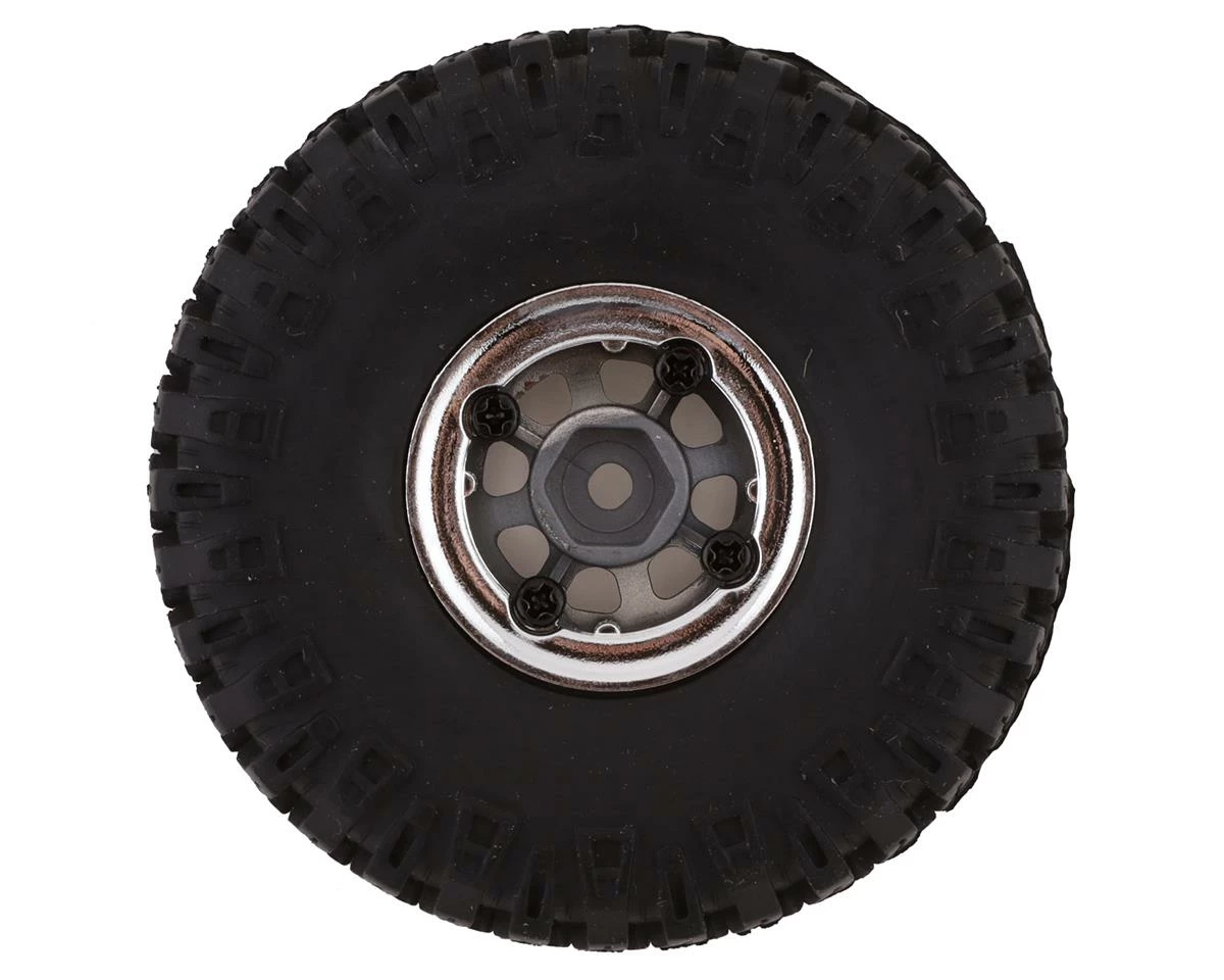 HobbyPlus CR-18 Grabber M/T 1.0" Pre-Mounted Tire Set (Chrome) (4) (Beadlock) - Image 2