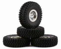 HobbyPlus CR-18 T-Finder A/T 1.0" Pre-Mounted Tire Set (Chrome) (4) (Beadlock)
