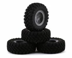 HobbyPlus CR-24 Grabber M/T 1.0" Pre-Mounted Tire Set (Grey) (4) (Beadlock)