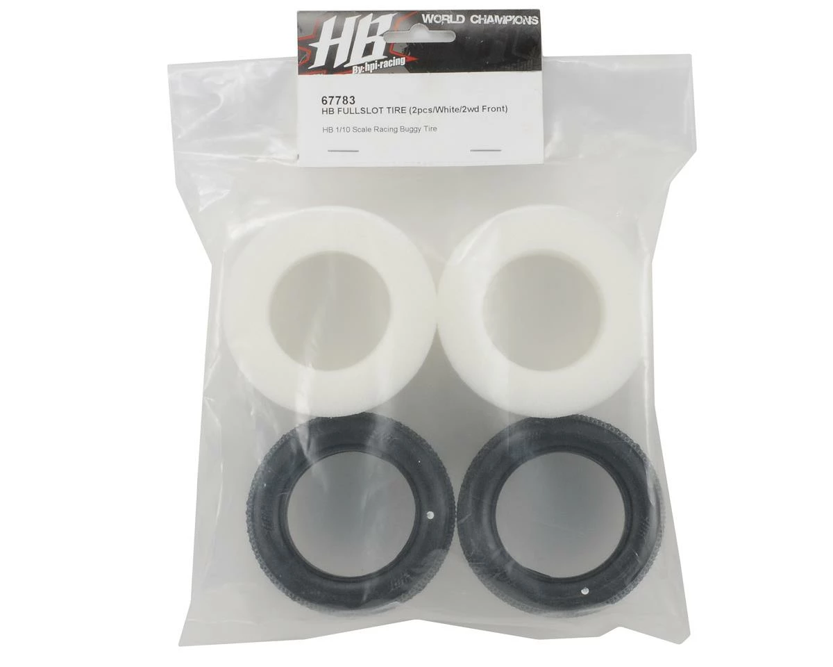 HB Racing Fullslot 1/10 2WD Buggy Front Tire (2) (White) - Image 2