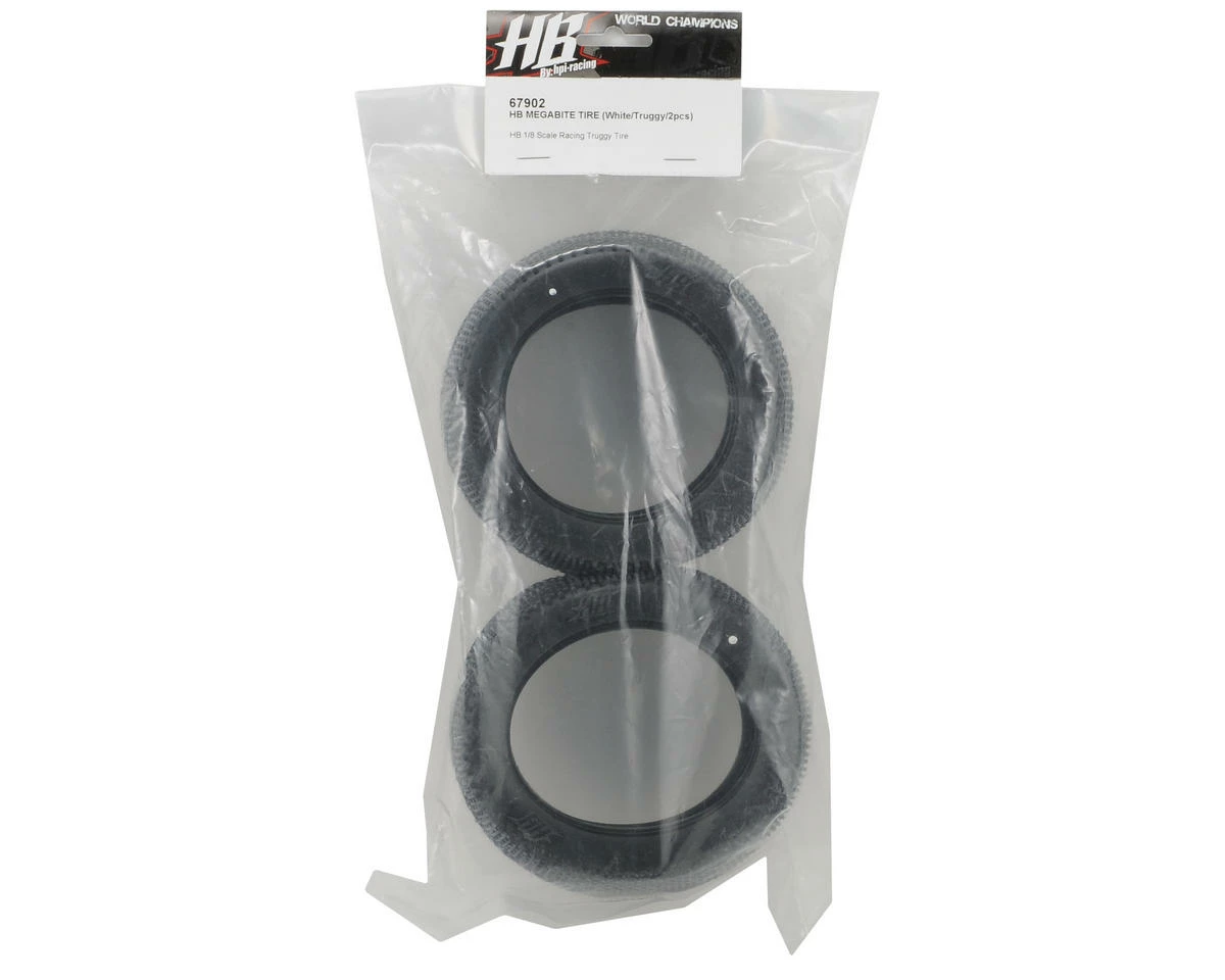 HB Racing Megabite 1/8 Truggy Tire (2) (White) - Image 2