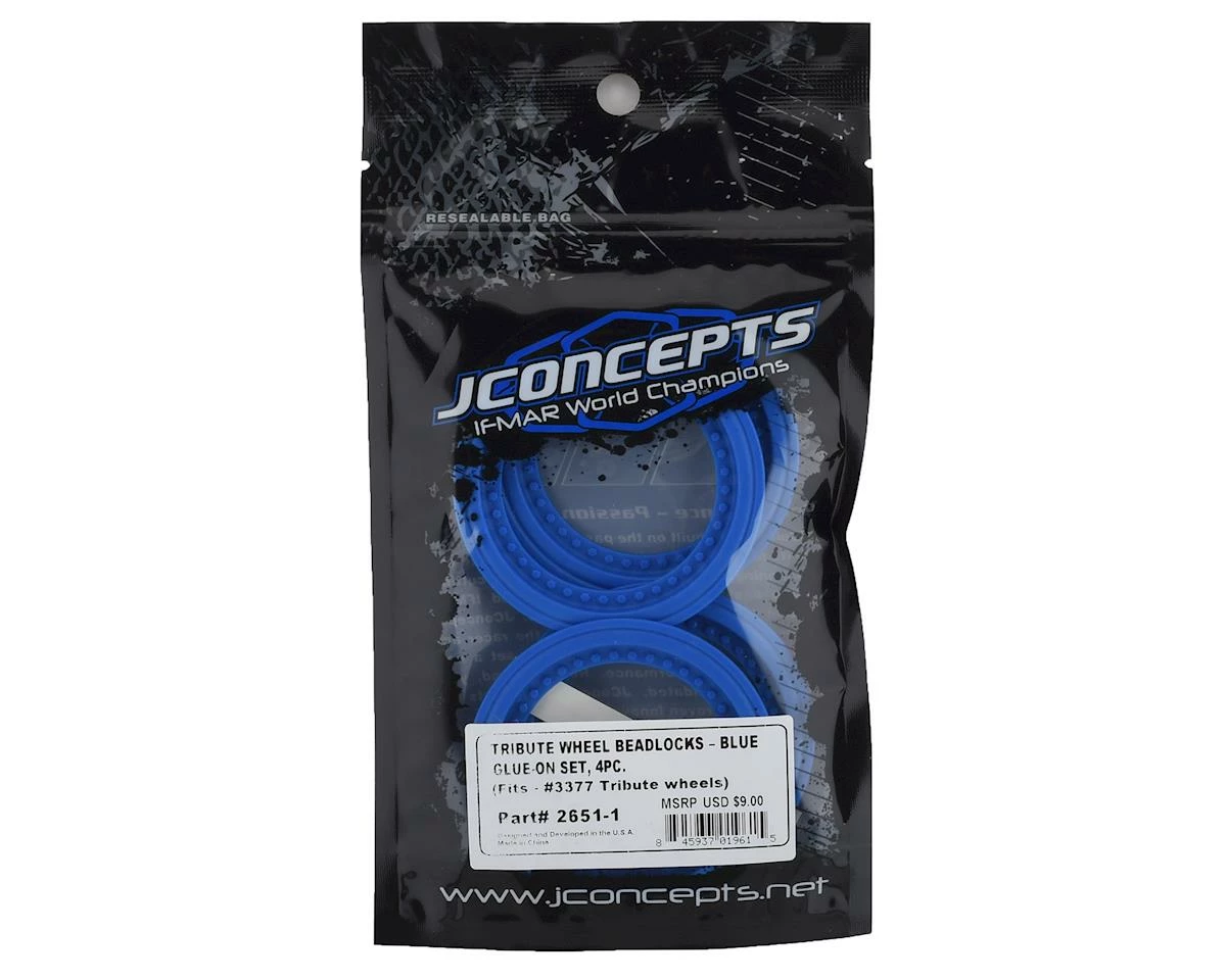 JCONCEPTS Tribute Monster Truck Wheel Mock Beadlock Rings (Blue) (4) - Image 2