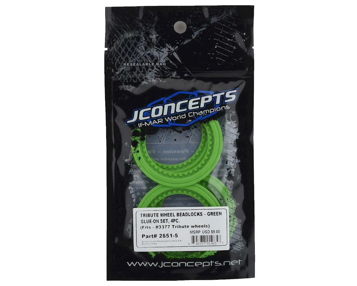 JCONCEPTS Tribute Monster Truck Wheel Mock Beadlock Rings (Green) (4) - Image 2