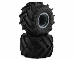 JCONCEPTS Fling Kings Pre-Mounted Monster Truck Tires (Silver) (2) (Yellow)