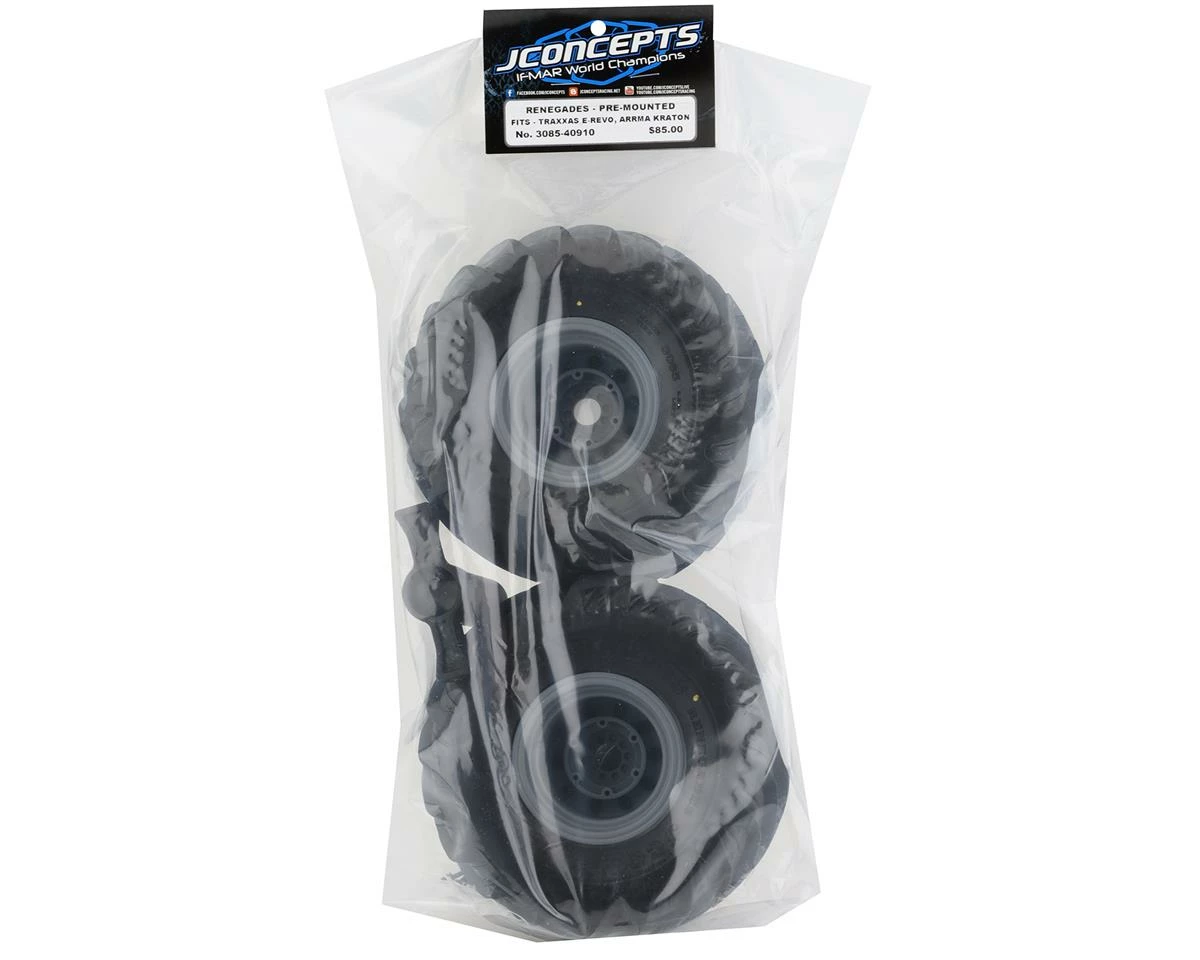 JCONCEPTS Renegades Pre-Mounted Monster Truck Tires (Silver) (2) (Yellow) - Image 4