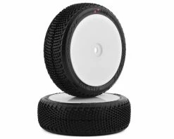 JCONCEPTS Fuzz Bite LP 2.2" Pre-Mounted 4WD Front Buggy Tire (White) (2) (Pink) W/12mm Hex