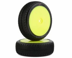 JCONCEPTS Fuzz Bite LP 2.2" Pre-Mounted 4WD Front Buggy Tire (Yellow) (2) (Pink) W/12mm Hex