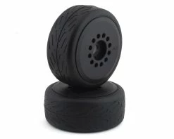 JCONCEPTS Speed Claw Belted Tire Pre-Mounted W/Cheetah Speed-Run Wheel (Black) (2)