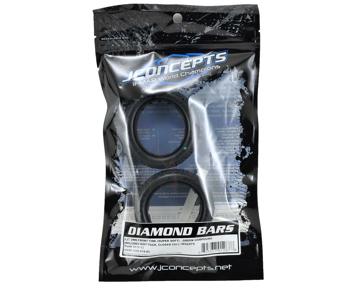 JCONCEPTS Diamond Bars 2.2" 2WD Front Buggy Tires (2) (Green) - Image 2