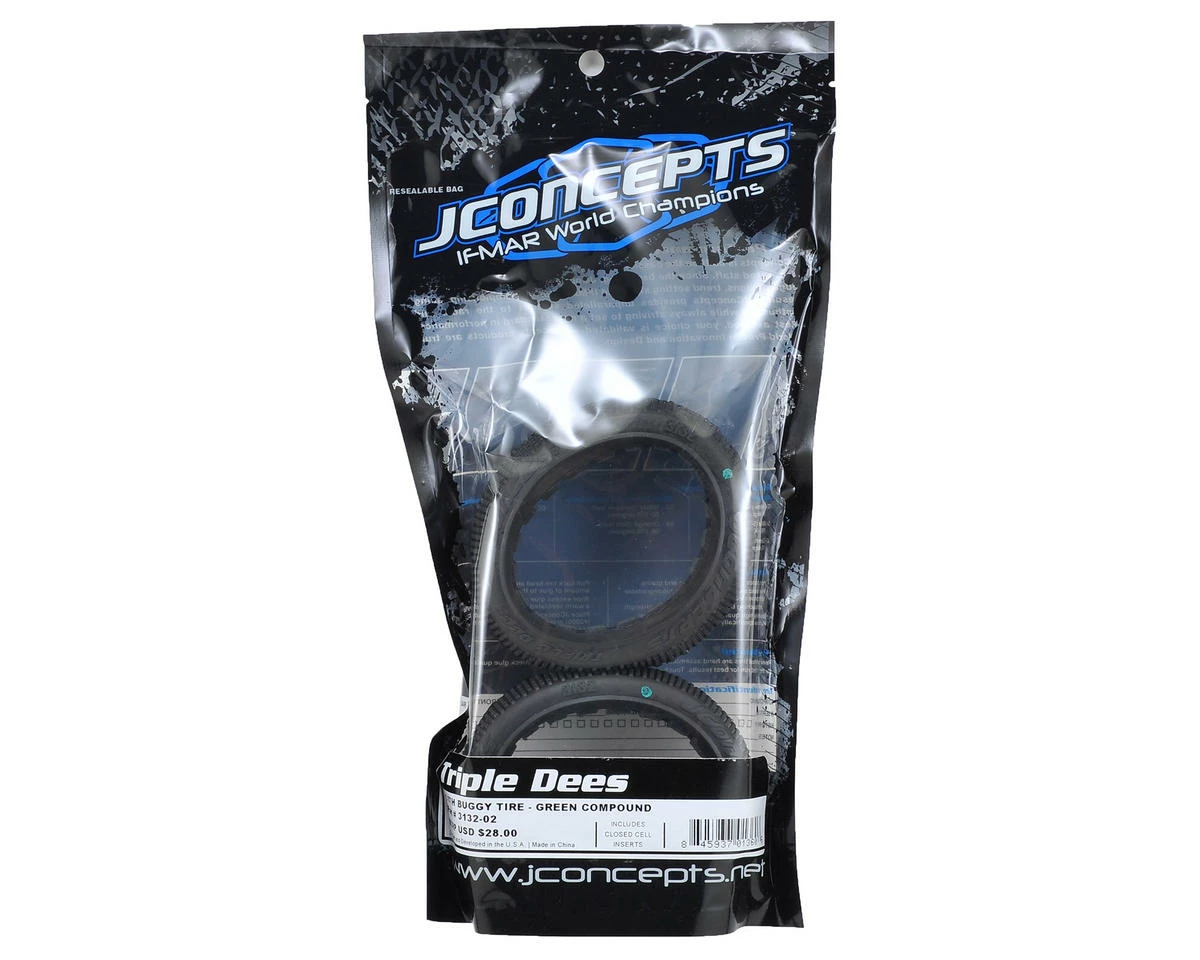 JCONCEPTS Triple Dees 1/8th Buggy Tires (2) (Green) - Image 2